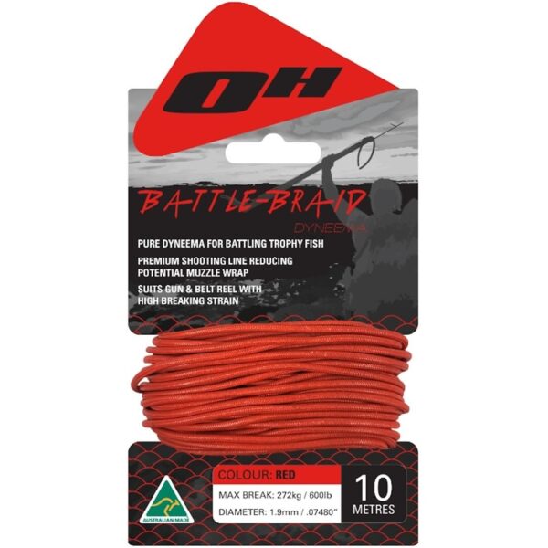 Ocean Hunter Battle Braid Dyneema Red 10m - Diversworld Spearfishing Cairns Australia